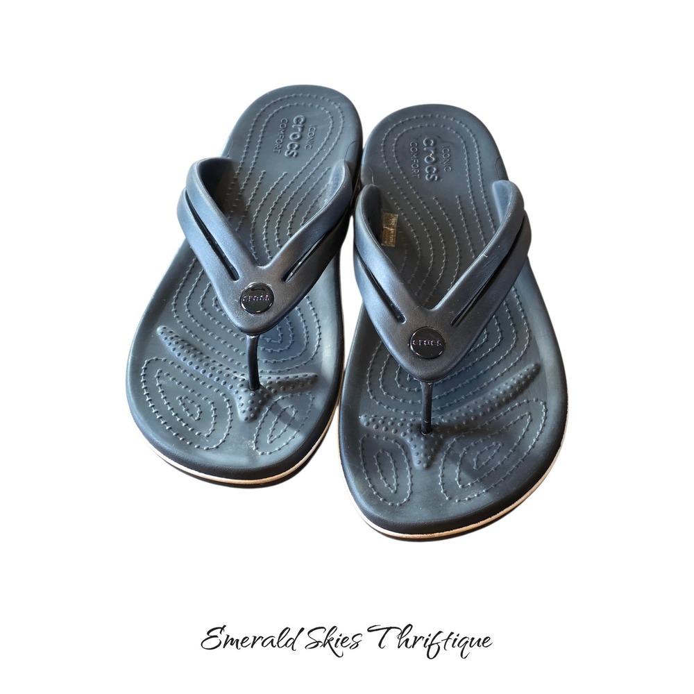 crocs flip flops sandals size women's 11 black classic comfort free shipping